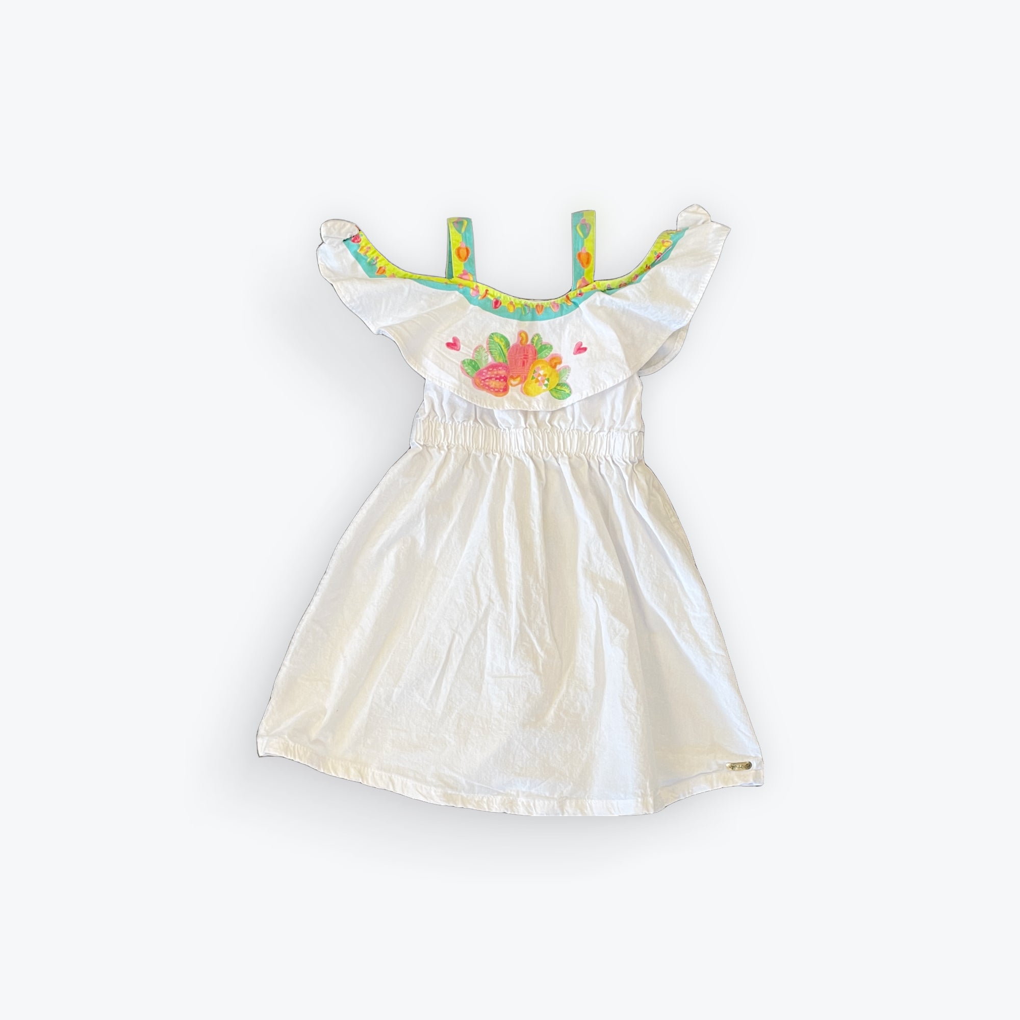 100045317 - Fruit Cold Shoulder Cotton Casual Dress 3T - Alphabet - Girls  Clothing | Newbees Kids Co.